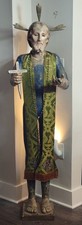 Antique 17/18th C Polychrome Wood Carving Bulto/Santo Christ Figure 5 Foot Tall picture