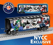 NYCC 2026 exclusive Lionel Trains Harley Quinn & Joker train boxcar Comic Con picture