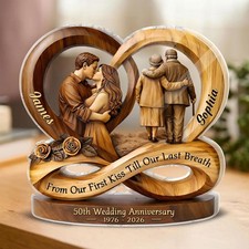 Personalized 50th Anniversary Acrylic Block Gift for Parents Golden Wedding picture
