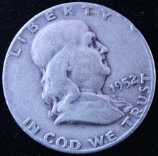 1952-D Franklin Silver Half Dollar 50c US Mint Denver Vintage Coin Raw picture