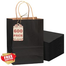 qiqee Black Paper Gift Bags Handles Bulk 600 Small picture