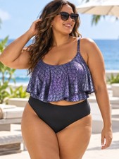 Torrid Purple Mermaid Scale Flounce Bikini Top Plus Size 2 picture