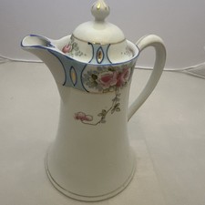 Antique Royal Crown Kinran Nippon Porcelain Coffee Pot Hand-Painted Roses 8