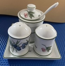 Vintage APILCO French Porcelain Salt Pepper Relish & Tray Set Elysian Garden picture