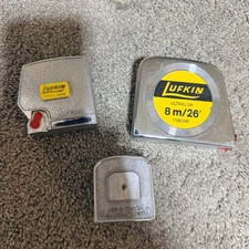 Lufkin Tape Measure Lot of 3 Ultralok Y38CME 26ft White Clad Vintage Chrome picture