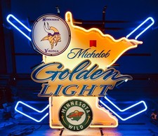 Minnesota Wild Vikings Michelob Golden Light Beer 24