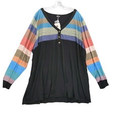 BloomChic Tunic Top Long Sleeve Striped Button Up Plus Size 28 picture