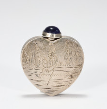 Vintage Mexican Sterling Silver Heart Perfume Scent Bottle picture