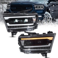 Pair LED Headlights For 2019-2024 Dodge Ram 1500 Projector W/Start-up Animation picture