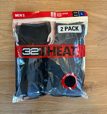 32 Degrees HEAT Men's Base Layer Pants 2-Pack Black L Quick Dry Stretch picture