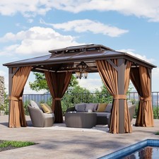 14'x10' 14x12ft Hardtop Gazebo Outdoor Double Top Canopy Aluminum Frame Pavilion picture
