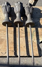 Antique Garden Salvage Cast Iron Hose Guide Stakes Finial Set Of 3 picture