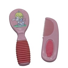 Vtg Precious Moments Little Girl Bunny Baby Brush Comb Set Pink PMI picture