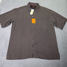 Toscano Mens L Nijole Shirt Black Silk Short Sleeve Geometric Crosshatch 001 VTG picture
