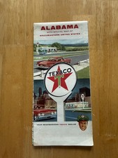 Vintage Texaco Alabama Road Map Southeastern United States Fold-Out Gas Oil USA picture