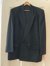 COMME des GARÇONS HOMME Black Wool Double-Breasted Peak Lapel Jacket S 40L picture