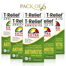 MediNatura T-Relief Arnica +12 Arthritis Extra Strength 100 Tablets Each 6 Pack picture