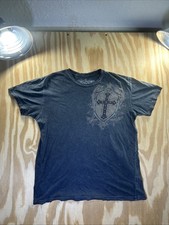 Vintage Affliction Studded Cross Eagle USA Made T-Shirt Mens Size L Large picture