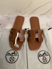 Hermes Oran Slip-On Sandals Women Size EU 39/US 9 Brown picture
