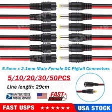 5~50Pcs DC Pigtail Power Cord Male Female Barrel Plug Cable Connectors 5.5*2.1mm picture