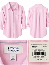 Croft & Barrow Light Pink Women's Button-Down Shirt Small picture