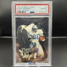 💎1997 Skybox EX-2000 Fleet of Foot #2 HOF RB Barry Sanders PSA 10 💎VERY RARE💎 picture