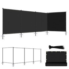 6ft Tall Black Fence Privacy Screen With Iron Poles for Outdoor Garden Pool Yard picture