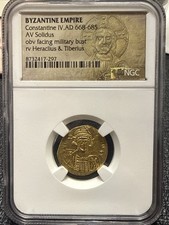 Byzantine Gold Solidus Constantine IV AD 668-685 NGC Certified Ancient Coin picture