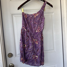 a.n.a Purple Floral Scoop Neck Chiffon Strap Slip Mini Dress Women’s S picture