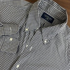 Kamakura Maker's Button Down Gingham Japan Shirt Navy Blue Cotton Mens 16.5-33.5 picture
