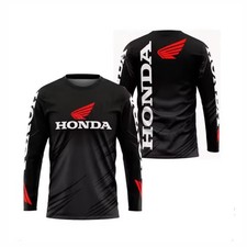 Custom Name Men's Honda Racing Black Red Logo 3D Long Sleeve Shirt S-5XL picture