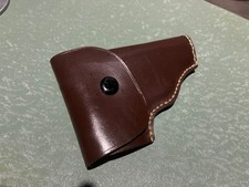 Vintage Genuine Leather Device Case Holster Brown Belt Loop Snap Closure picture