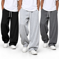 Men's Cotton Sweatpants Straight Leg Drawstring Casual Lounge Pants Pockets picture