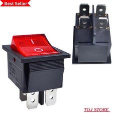2 Pcs Rocker Switch DPST 4 Pins 2 Position on off Red LED Light 20A 125V 16A 250 picture