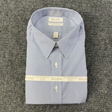 Roundtree & Yorke Shirt Mens 18.5 36/37 Tall Man Blue Stripe Non Iron Poplin picture