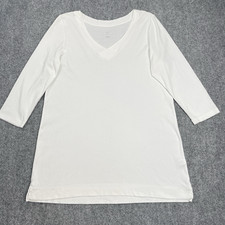 J  Jill Perfect Pima Tunic Top Womens Medium 100% Pima Cotton 3/4 Sleeve White picture