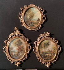 Vintage Lot of 3 Otto Van Thoren Signed Paintings in Gilt Ornate Frames Castle picture