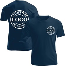 Custom Business Logo T-Shirt Front Back Upload Photo Text Logo 100% Cotton picture