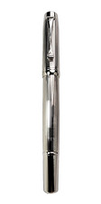 Laban Platinum Plated Lined Pattern Signet Rollerball Pen & Leather Pouch picture