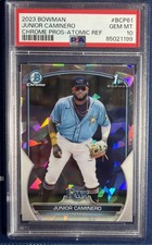 JUNIOR CAMINERO 2023 BOWMAN CHROME 1ST ATOMIC REFRACTOR PSA 10 picture