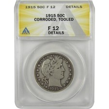 1915 Barber Silver Half Dollar F 12 Details ANACS 50c Coin SKU:I28578 picture