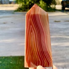 391G Natural red agate crystal pillar quartz Obelisk mineral healing specimen picture