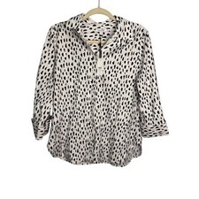 Chico's Blouse Women's Medium White Pebble No Iron 3/4 Sleeve Chico's 1.5 NWT picture