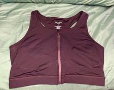 Torrid Active Women’s Black Zip-Front Racerback Wireless Sports Bra, Size 2 picture