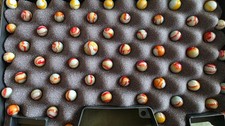 Vintage Peltier Marbles Lot Most UV Gray Base w/Red, Yellow Few non-UV  picture