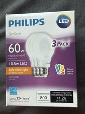 Philips Slim Style LED Bulbs 10.5W 60W Equivalent Dimmable Pack of 3 picture