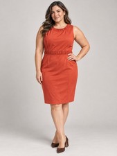 Talbots Wool Sheath Dress 16W NWT Rust Orange Fall Work Career picture