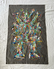 Original Oaxaca Mexico Textile Art Painting Hand Embroidered 49.5” x 32” picture