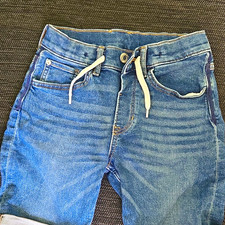 H&M Teens Blue Denim Jeans M Drawstring Waist Straight Regular Fit Mid Rise picture