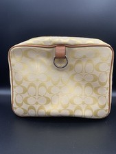 Genuine Coach Large Gold Yellow Travel Toiletry Cosmetic Bag Case picture